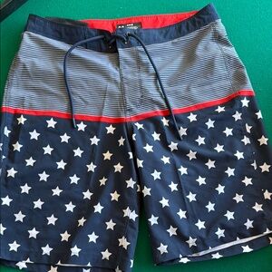 Red, white and blue Star-Patterned Swim Shorts
